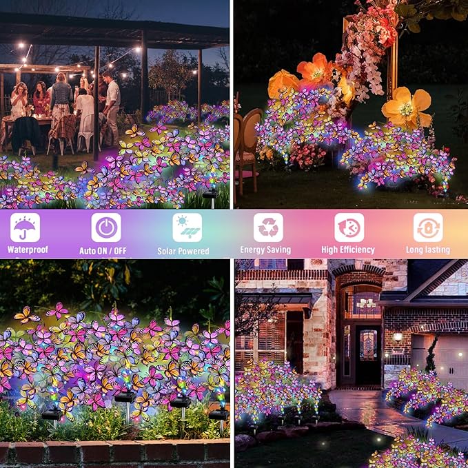 Solar Garden Lights Outdoor, Waterproof Solar Butterfly Lights 4 Pack Willow ...