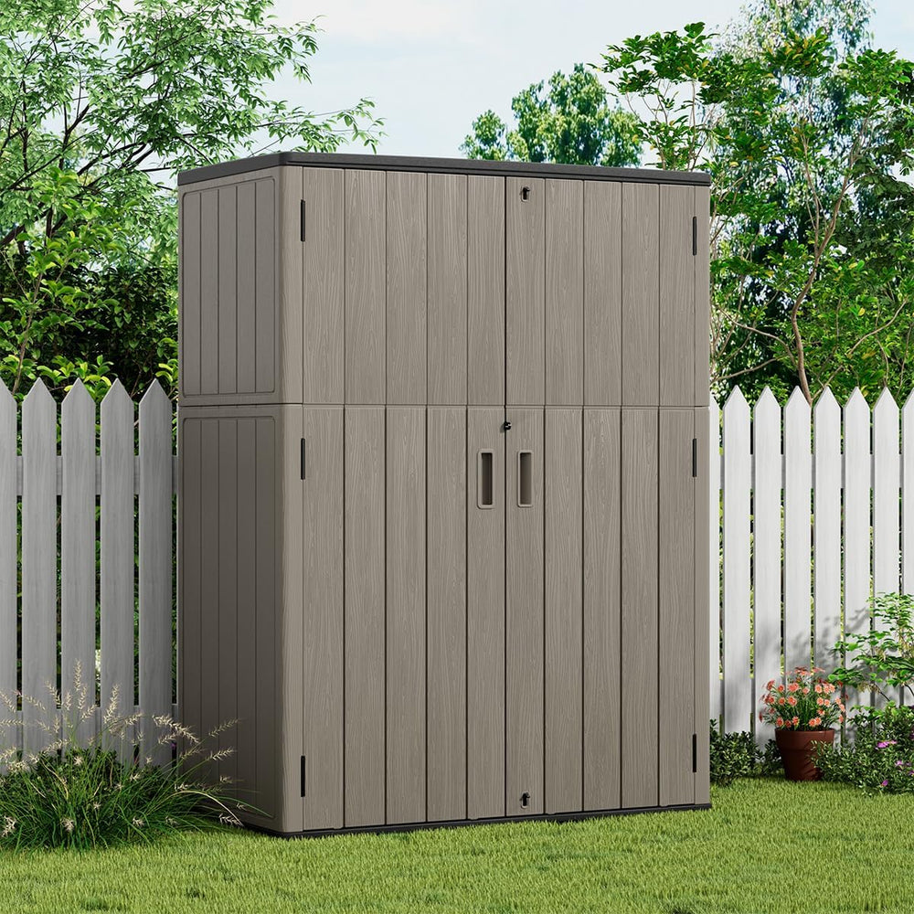 KINYING Outdoor Storage Cabinet Waterproof, 57 Cu.ft Resin Vertical Outdoor S...