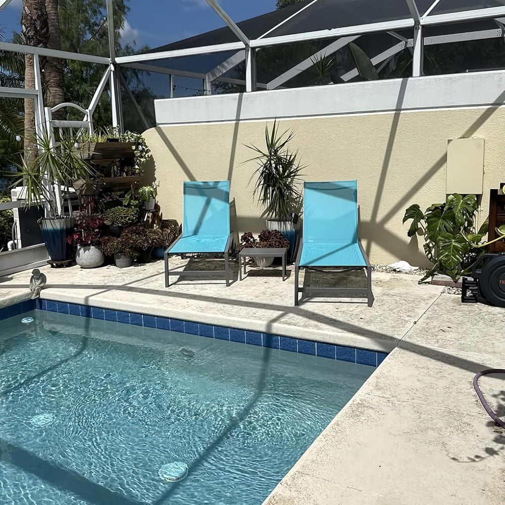 PURPLE LEAF Patio Lounge Chair Set for 2, Quick-Dry Fabric, Blue