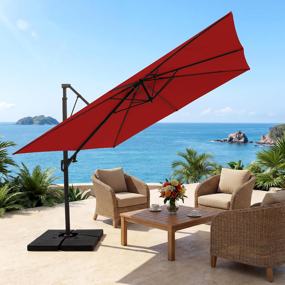 JEAREY 12x12 ft 2-Tier Cantilever Patio Umbrella, Outdoor Offset Umbrella