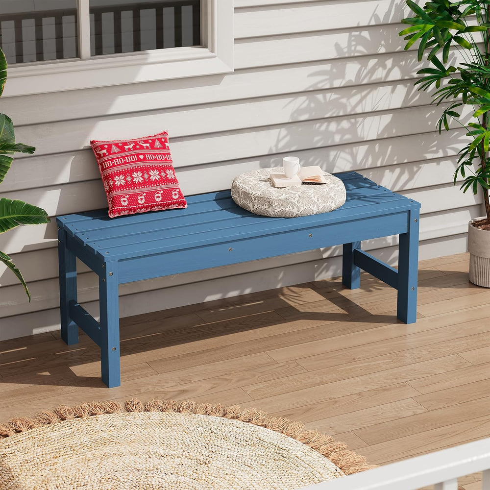 SERWALL 47 Inches Backless Outdoor Bench for 2-Person, Navy