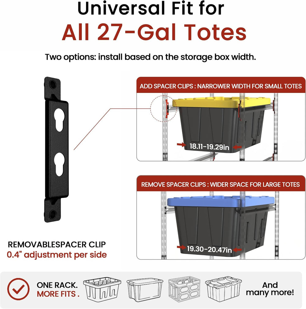 27 Gallon Storage Bin Rack Organizer, Heavy-Duty Tote Storage Rack, 5-Tier St...