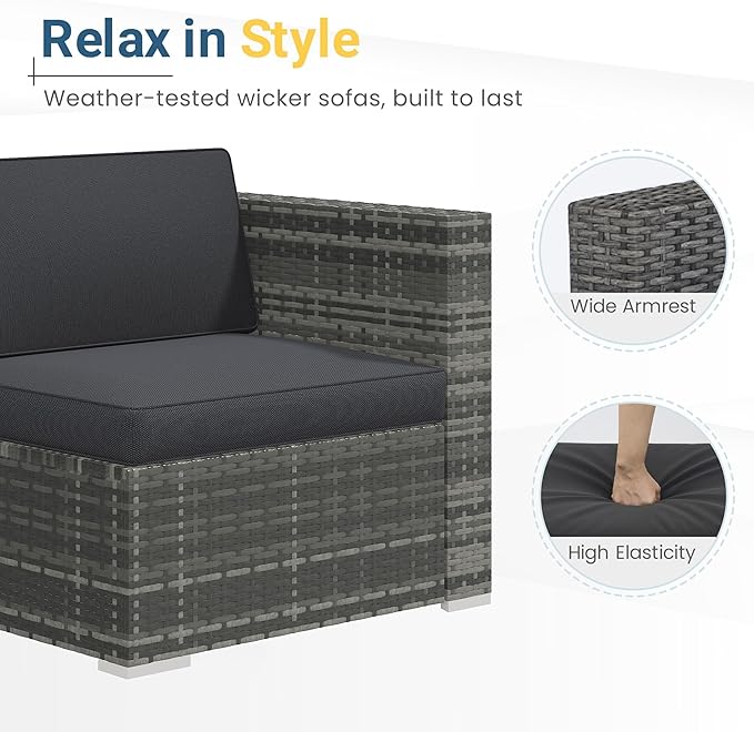 Wisteria Lane 5-Pieces Outdoor Patio Furniture Set, All Weather Wicker Rattan...