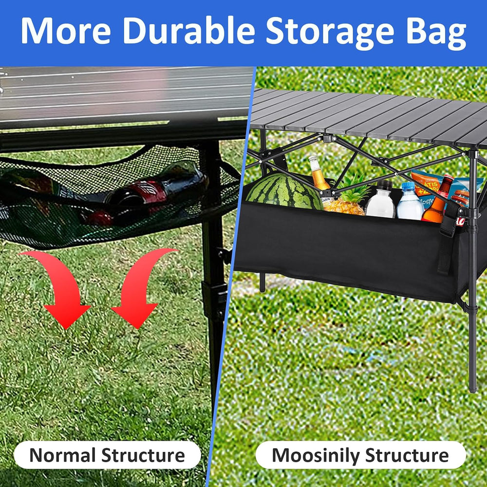 Moosinily Camping Table 4Ft Lightweight Metal Folding Picnic Camp Table Porta...