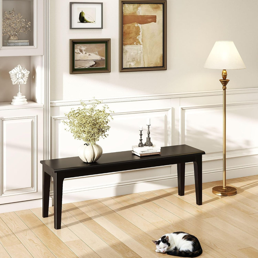 Dining Bench 55.1" Wood Solid Oak Wooden Bed End/Entryway Bench for Bedr...