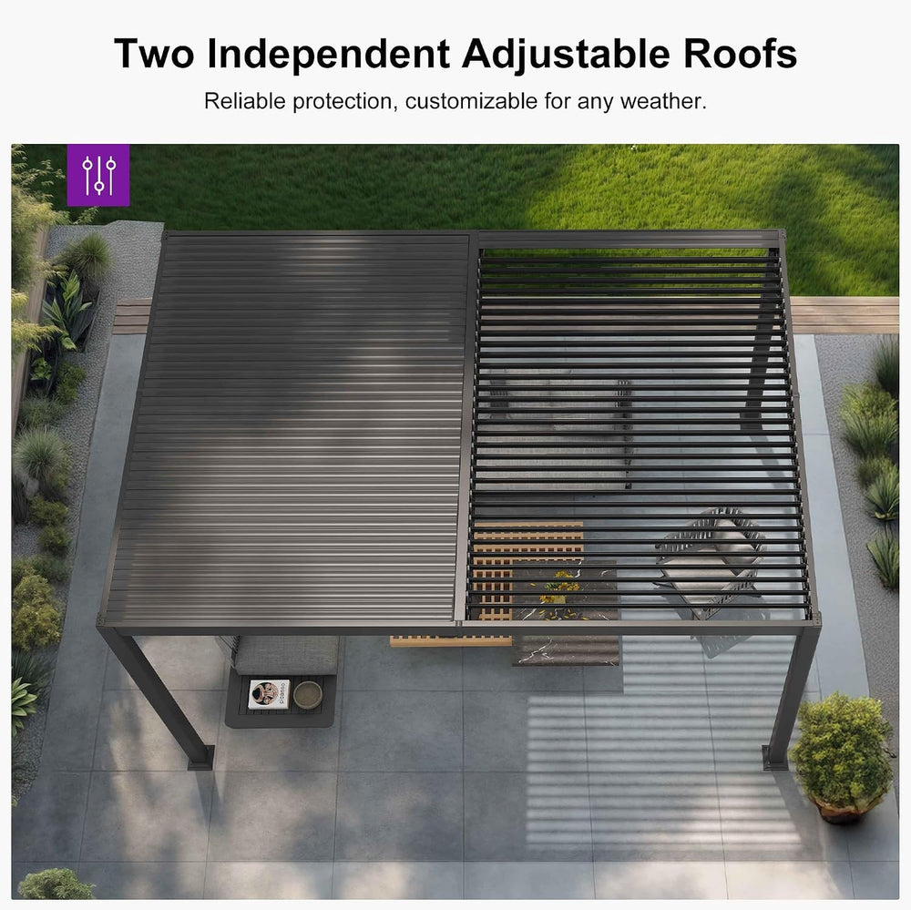 PURPLE LEAF Louvered Pergola 10' x 14' Aluminum Pergola w/Independent...