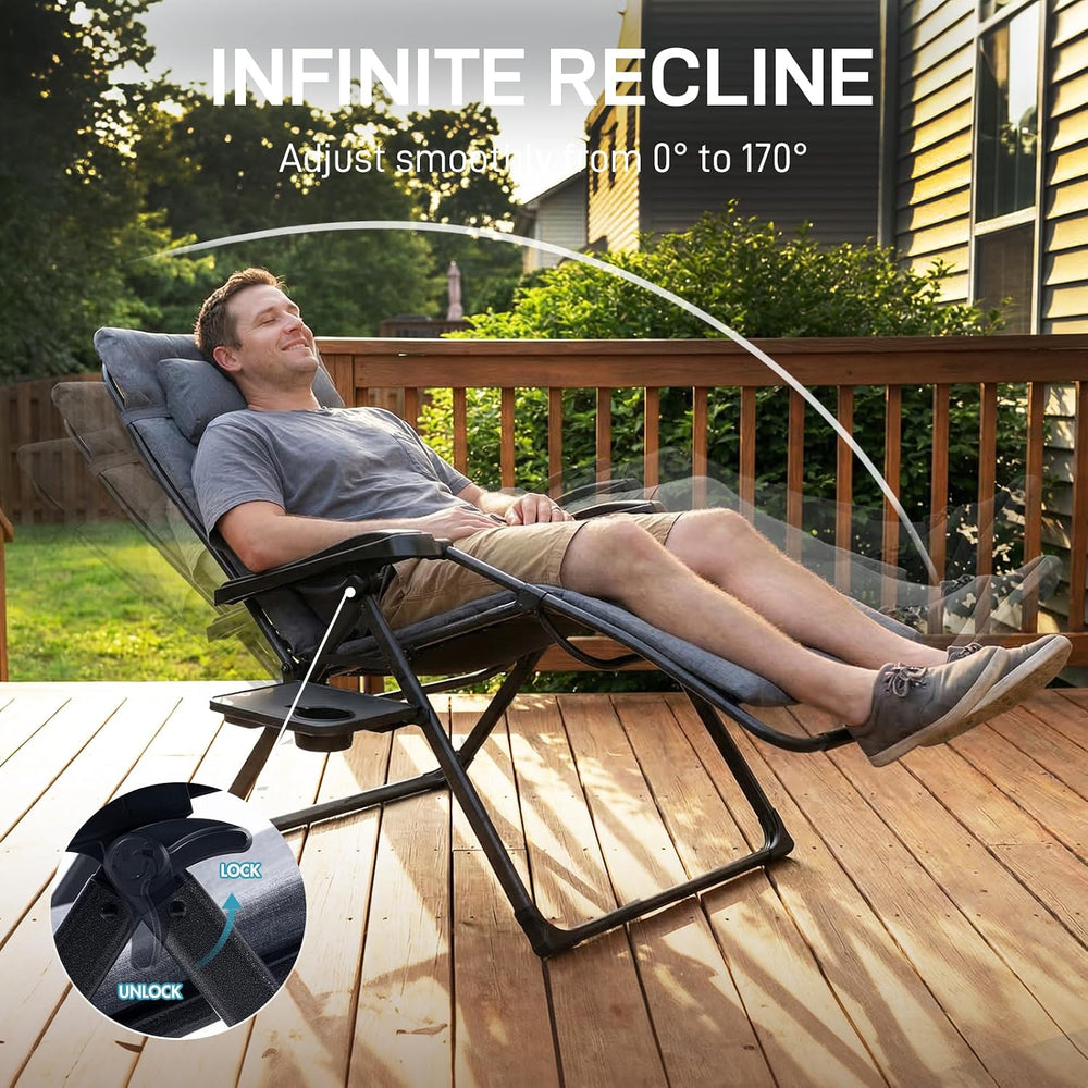 EVER ADVANCED Aluminum Zero Gravity Chair, 2.4" Padded, 350 lb Capacity ...
