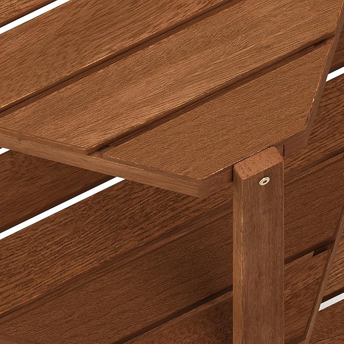 Furinno FG18445 Tioman Hardwood Patio Furniture Corner Shelf in Teak Oil, Nat...