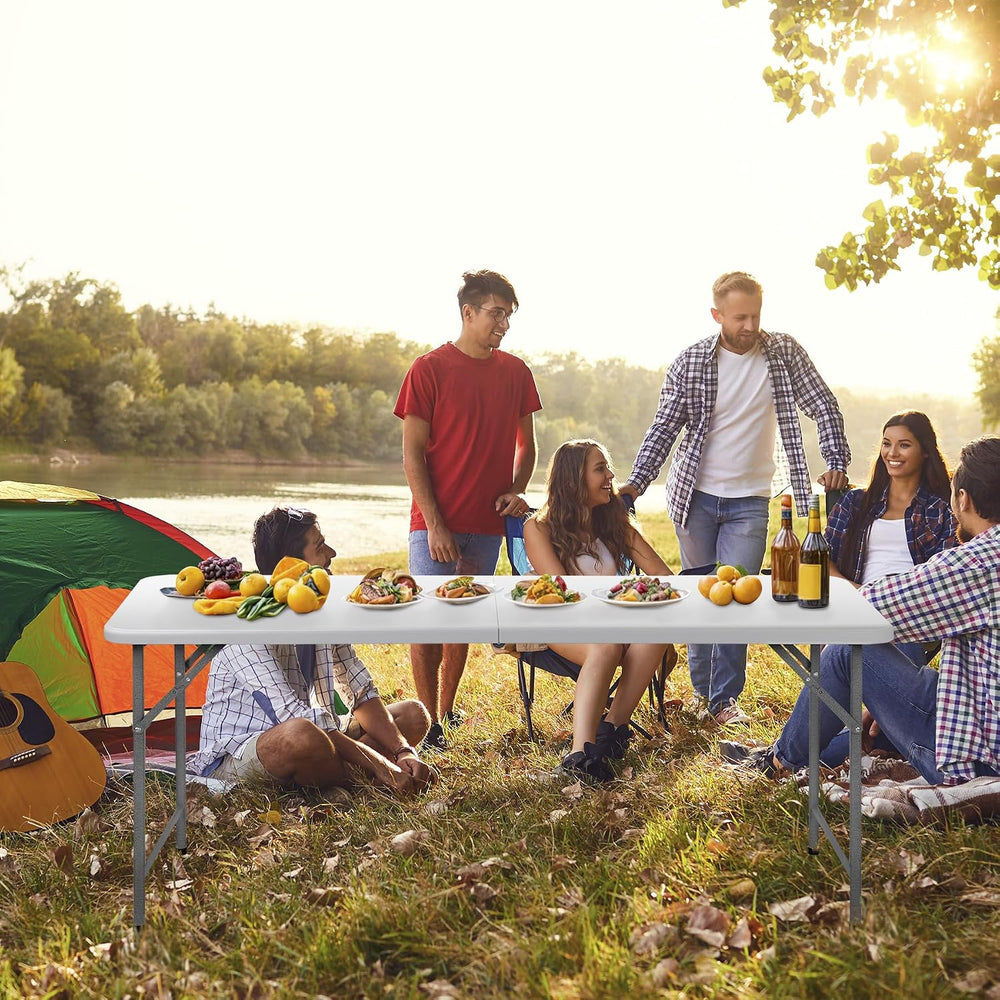 SUPER DEAL Upgraded 6FT Folding Picnic Table for Outdoor, Portable Fold-in-Ha...