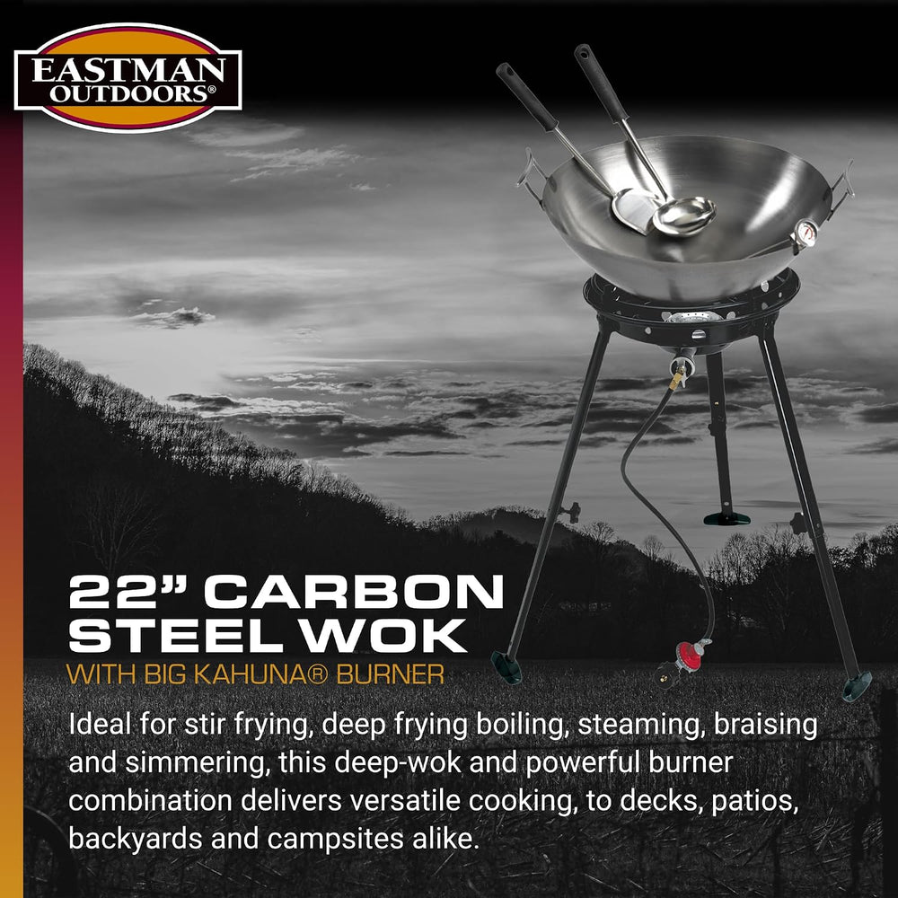 Eastman Outdoors 37212 Outdoor Gourmet 22 Inch Carbon Steel Wok Kit,Black &am...