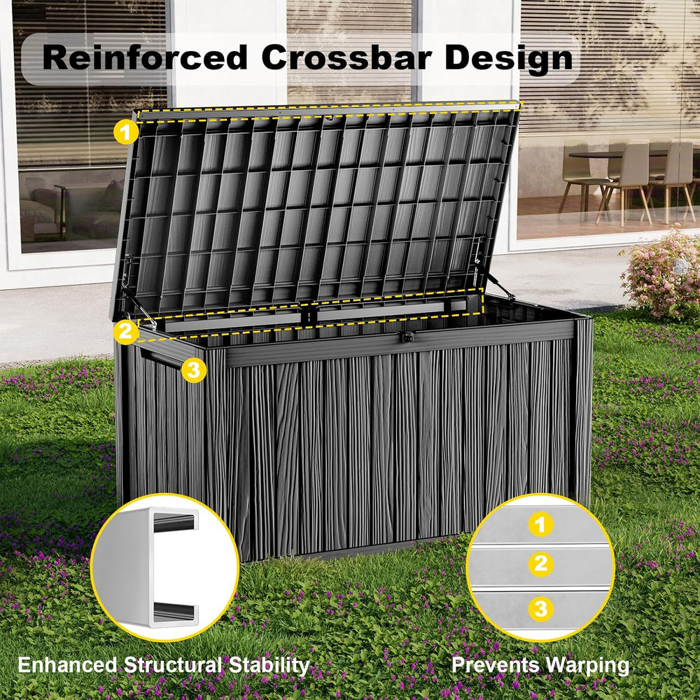 260 Gallon Large Outdoor Storage Box, Black