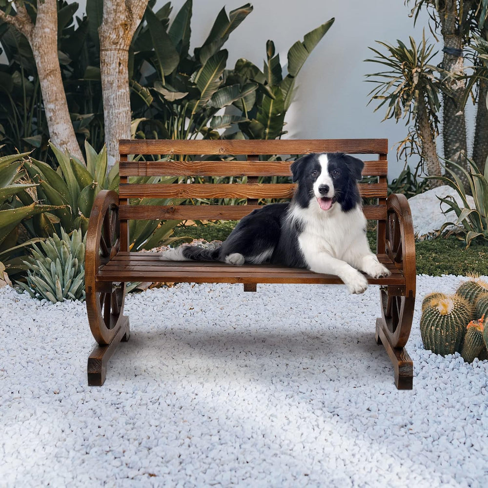 41in Outdoor Wooden Garden Bench, 2-Person, Brown