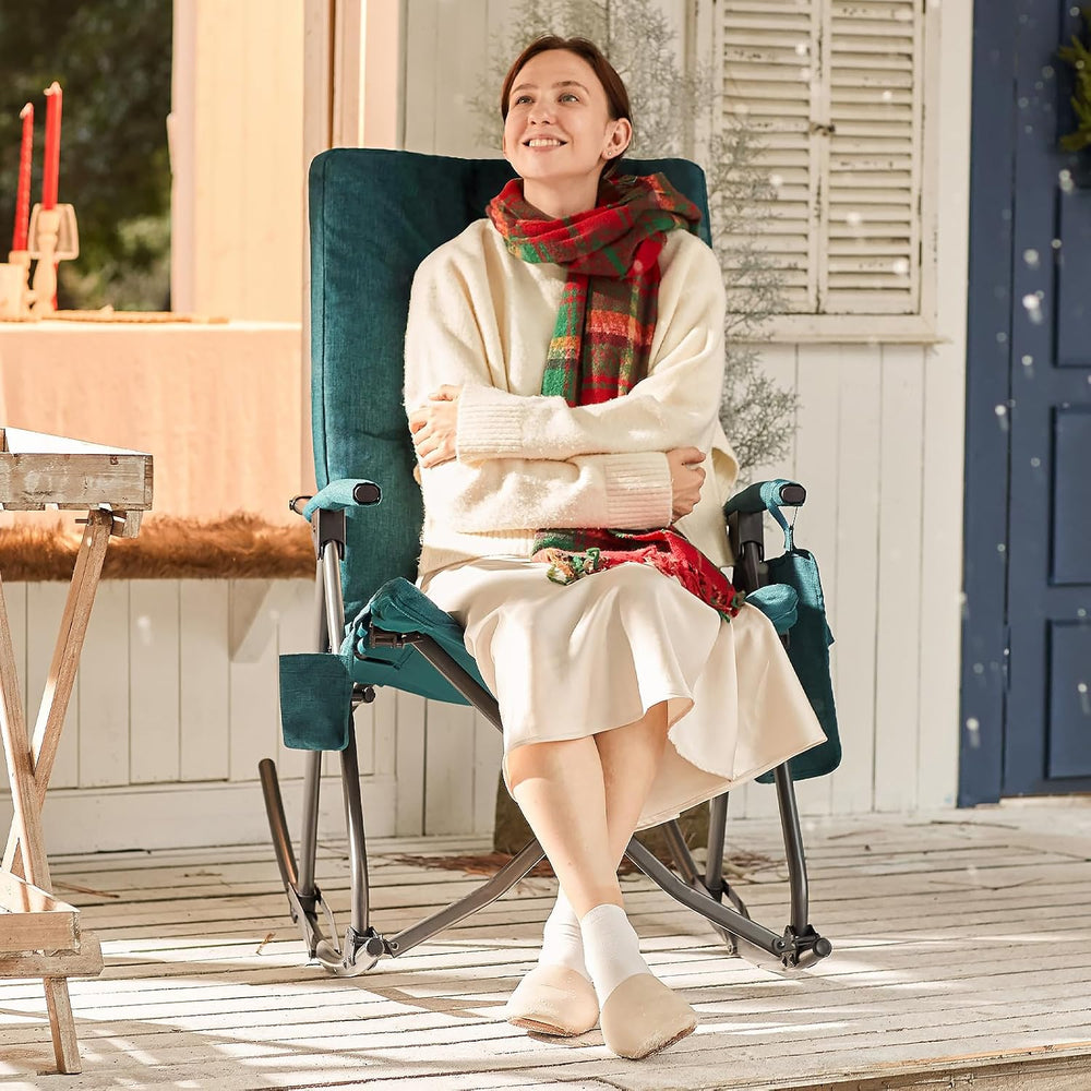 EVER ADVANCED Oversized Folding Rocking Camping Chair, Padded