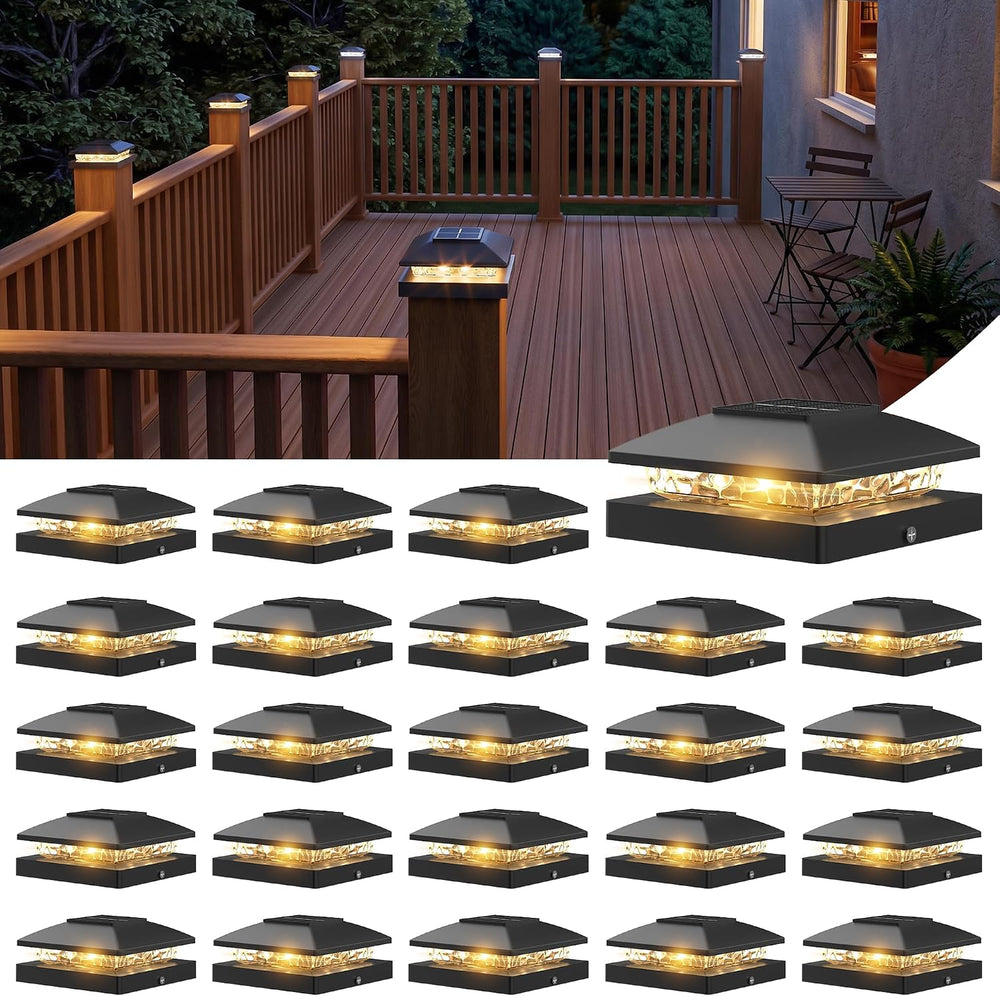 JOFIOS 4x4 Solar Post Cap Light 24Pack, 2 Modes Waterproof for Deck Fence