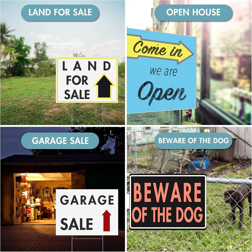 6 Pack Large Blank Yard Signs with Stakes, 18"x24" White Corrugated...