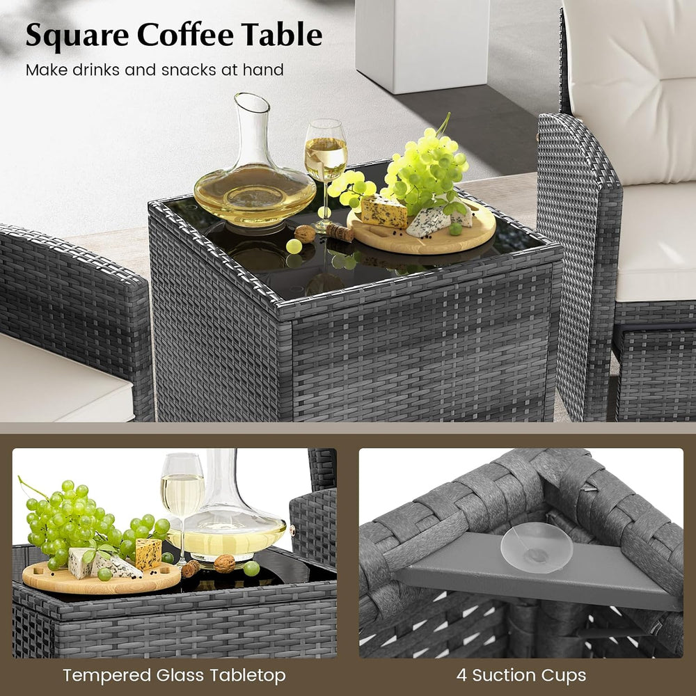 KOTEK 5 Pieces Patio Furniture Set with Ottomans, Wicker Patio Conversation S...
