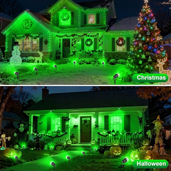 St. Patrick's Day Green Spotlights Outdoor, 14 LED Landscape Lighting wit...