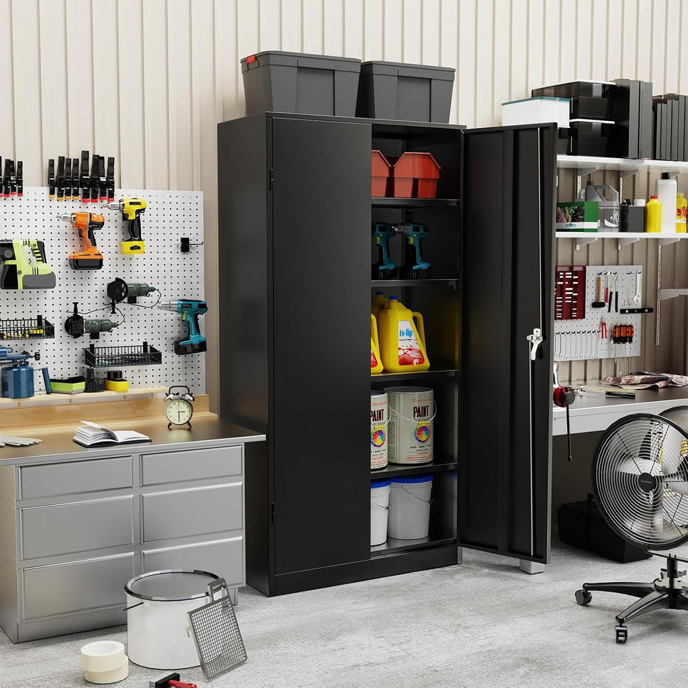 Metal Garage Storage Cabinet, 72” Lockable File Cabinets with 2 Doors and 4 A...