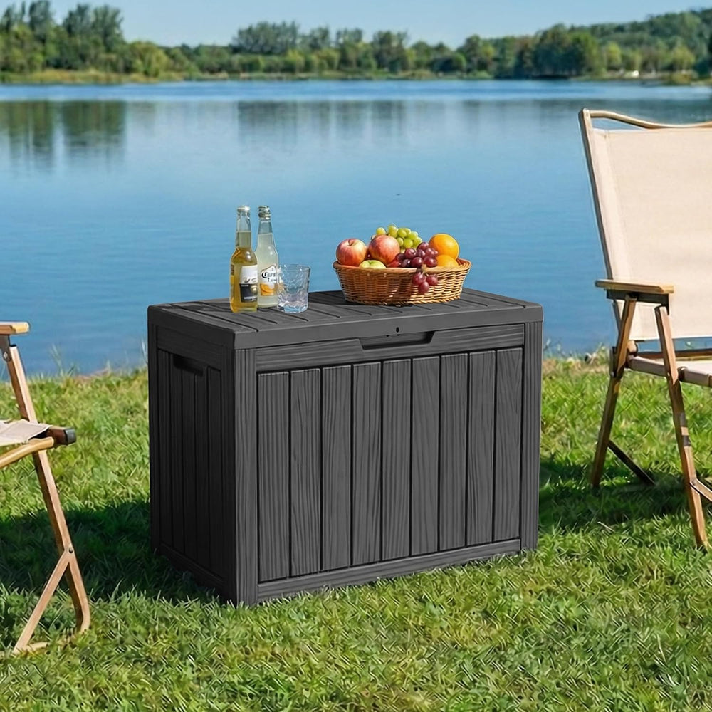 PatioZen 70 Gallon Outdoor Storage Box, Waterproof Patio Deck Box, Black