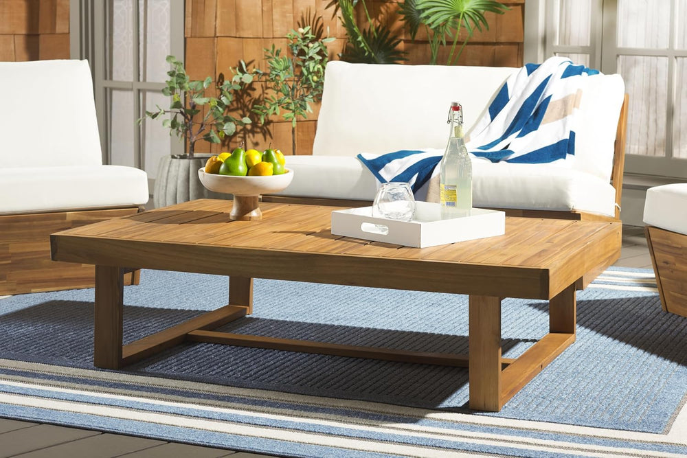 SAFAVIEH Outdoor Duncan Wood Coffee Table, 50" Natural PAT7331A