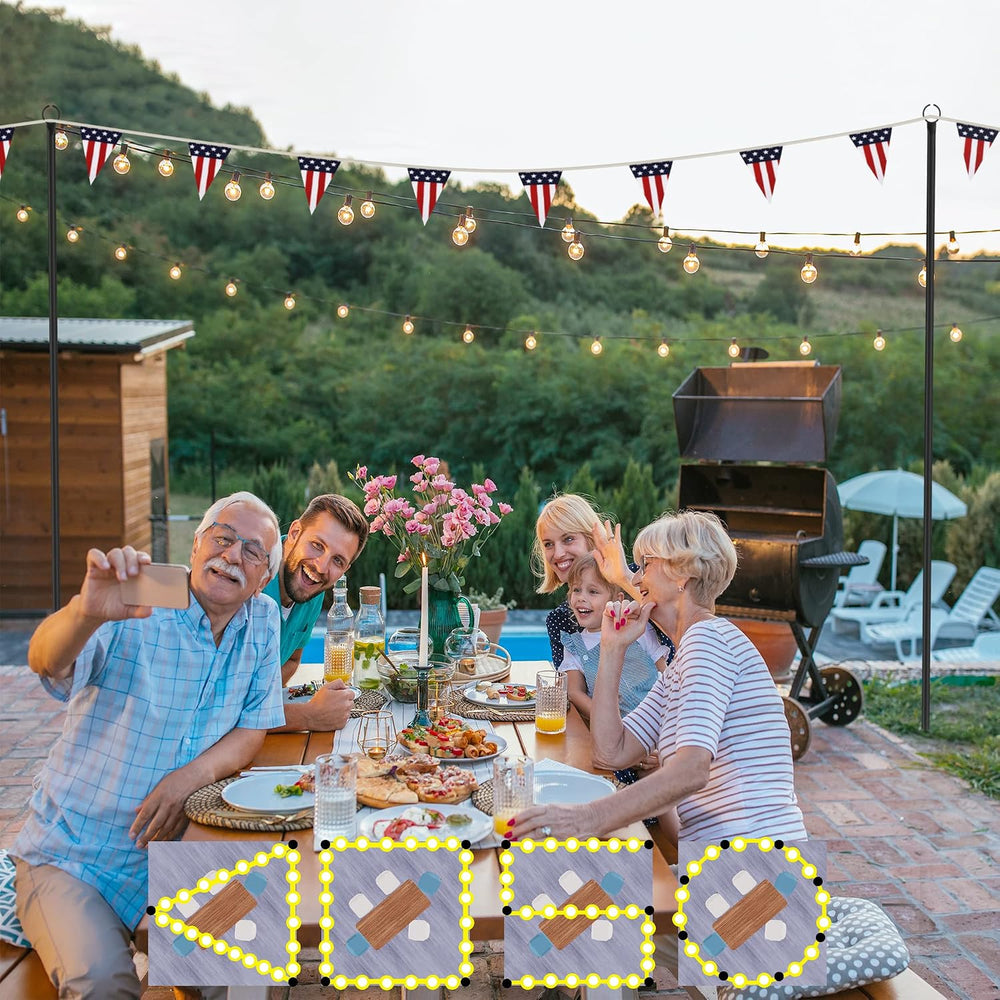 2 Pack String Light Poles for Outside, 10.5 Ft Outdoor String Light Poles for...