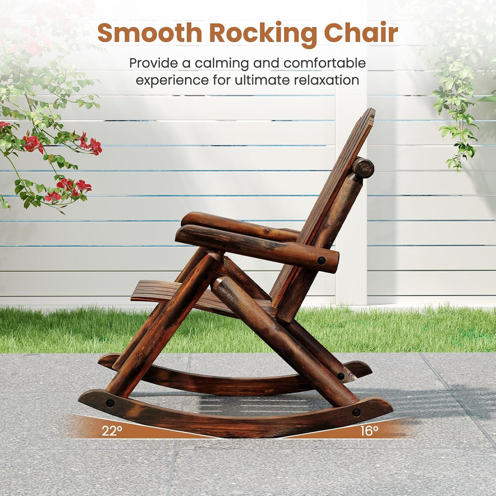 Tangkula Wood Outdoor Rocking Chair, Solid Fir & Pine Wood, 1-Person (1)