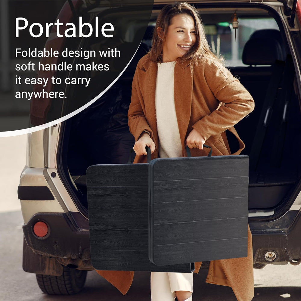 2 PACK of 4 Feet Foldable Table Adjustable Height with Built in Handle, Steel...
