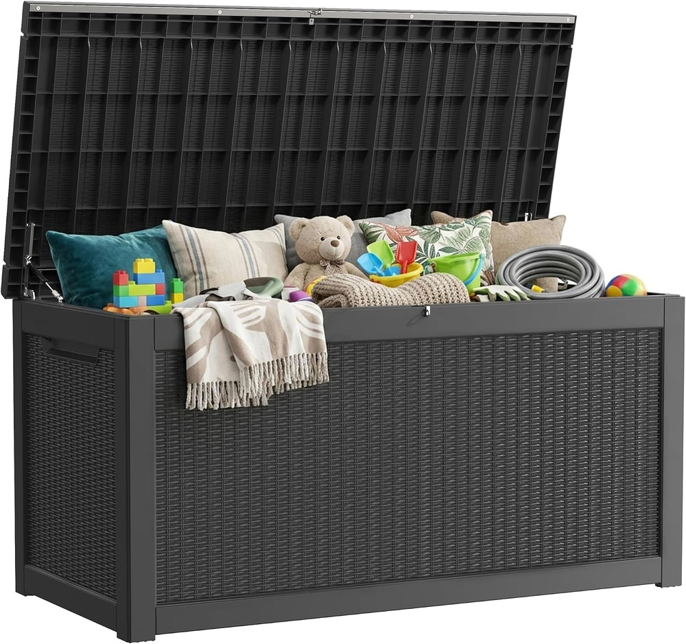 TARKARI 370 Gallon Outdoor Storage Box Waterproof, Resin Deck Boxes with Lock...