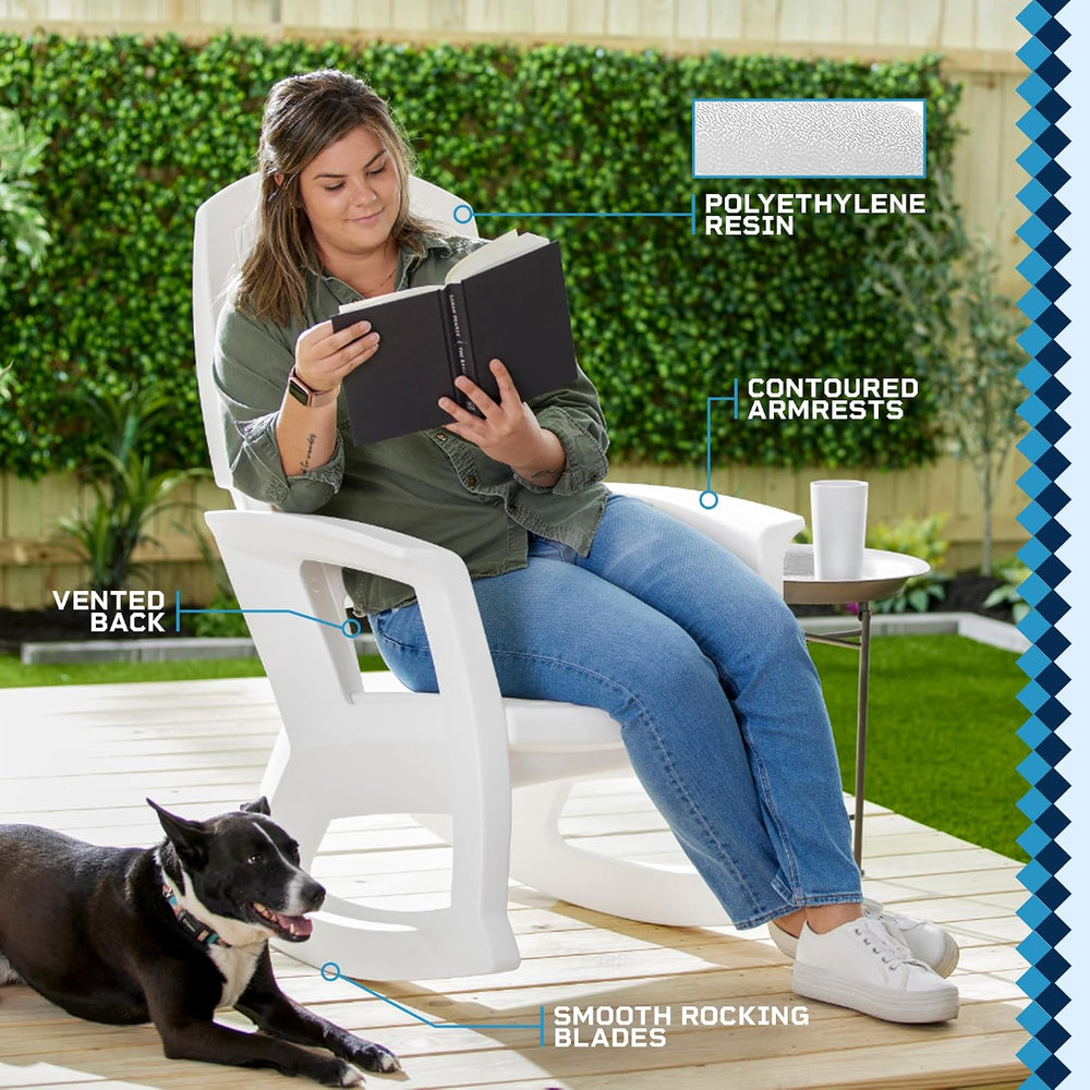 Semco Rockaway Heavy Duty All Weather Patio or Deck Rocking Chair, White