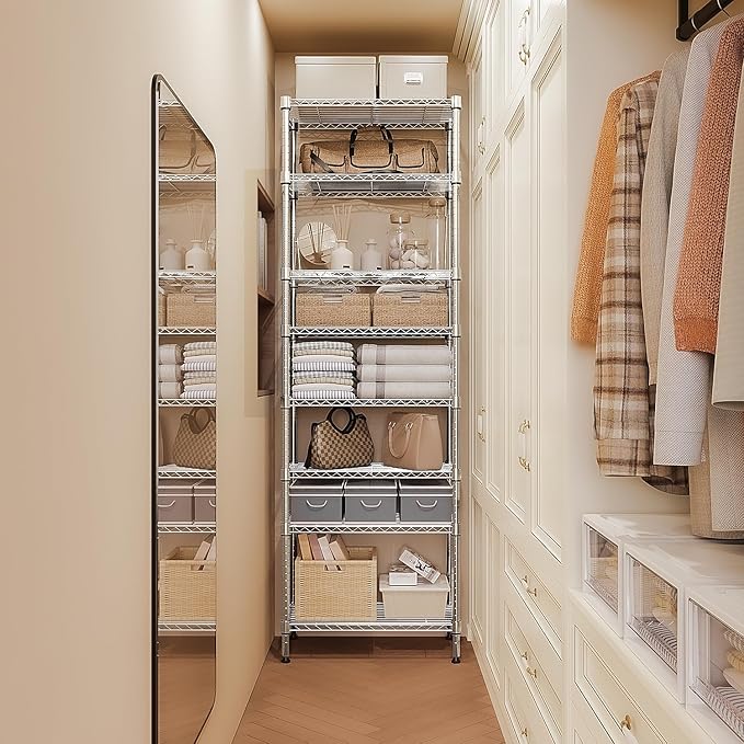 8 Tier 2000 lbs Storage Rack Metal Wire Shelving Unit, Storage Standing Shelf...