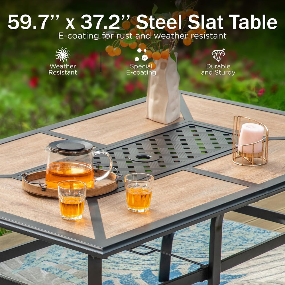 PHI VILLA Patio Dining Set, for 6, Swivel Chairs