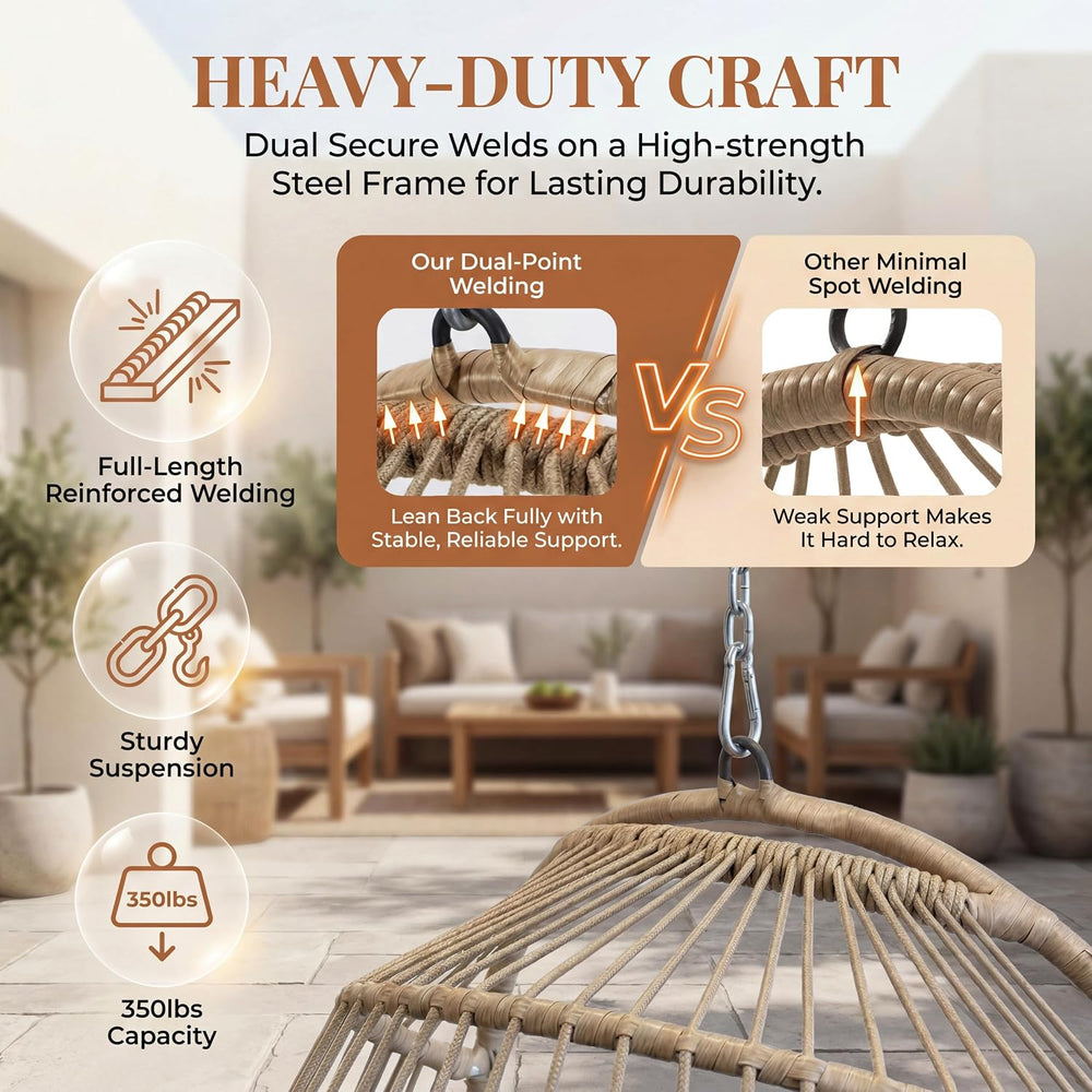 RADIATA All-Weather Swing Egg Chair no Stand, Outdoor Wicker Hanging Chair