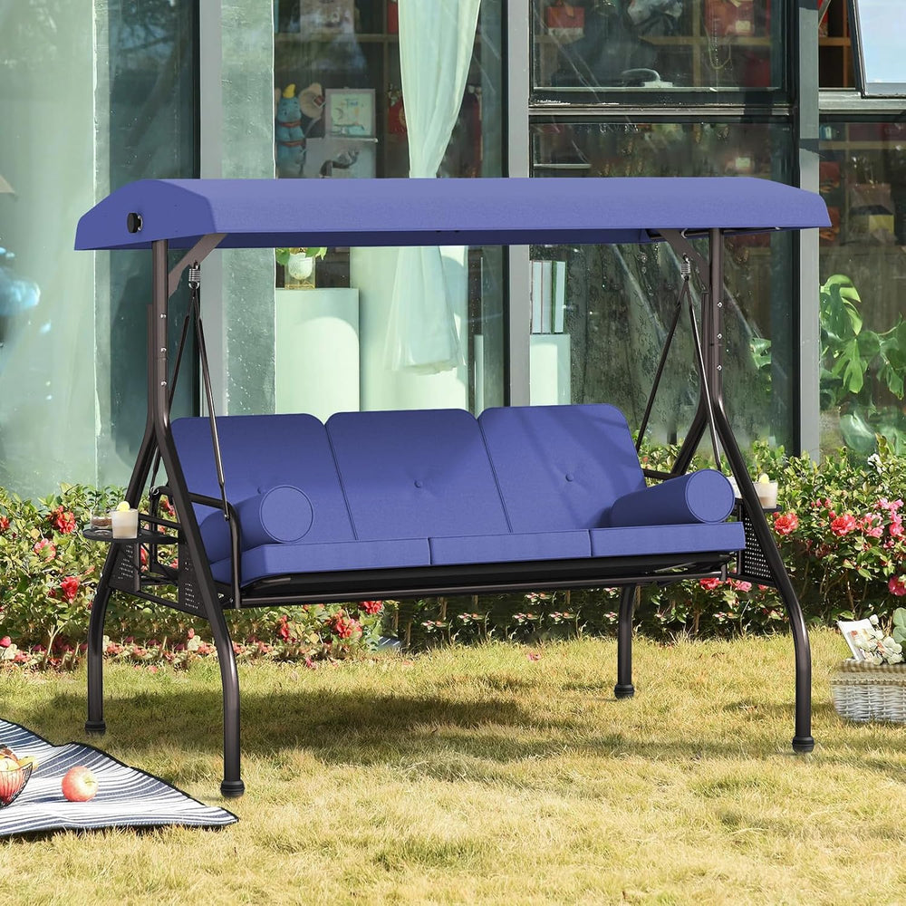 Oakcloud 3-Seat Outdoor Porch Swing with Adjustable Canopy, Large Converting ...