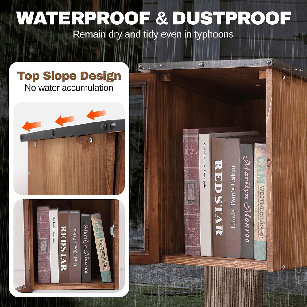 WONFUlity Library Box Outdoor,Free Library Box Little Outdoor Book Storage,Wo...