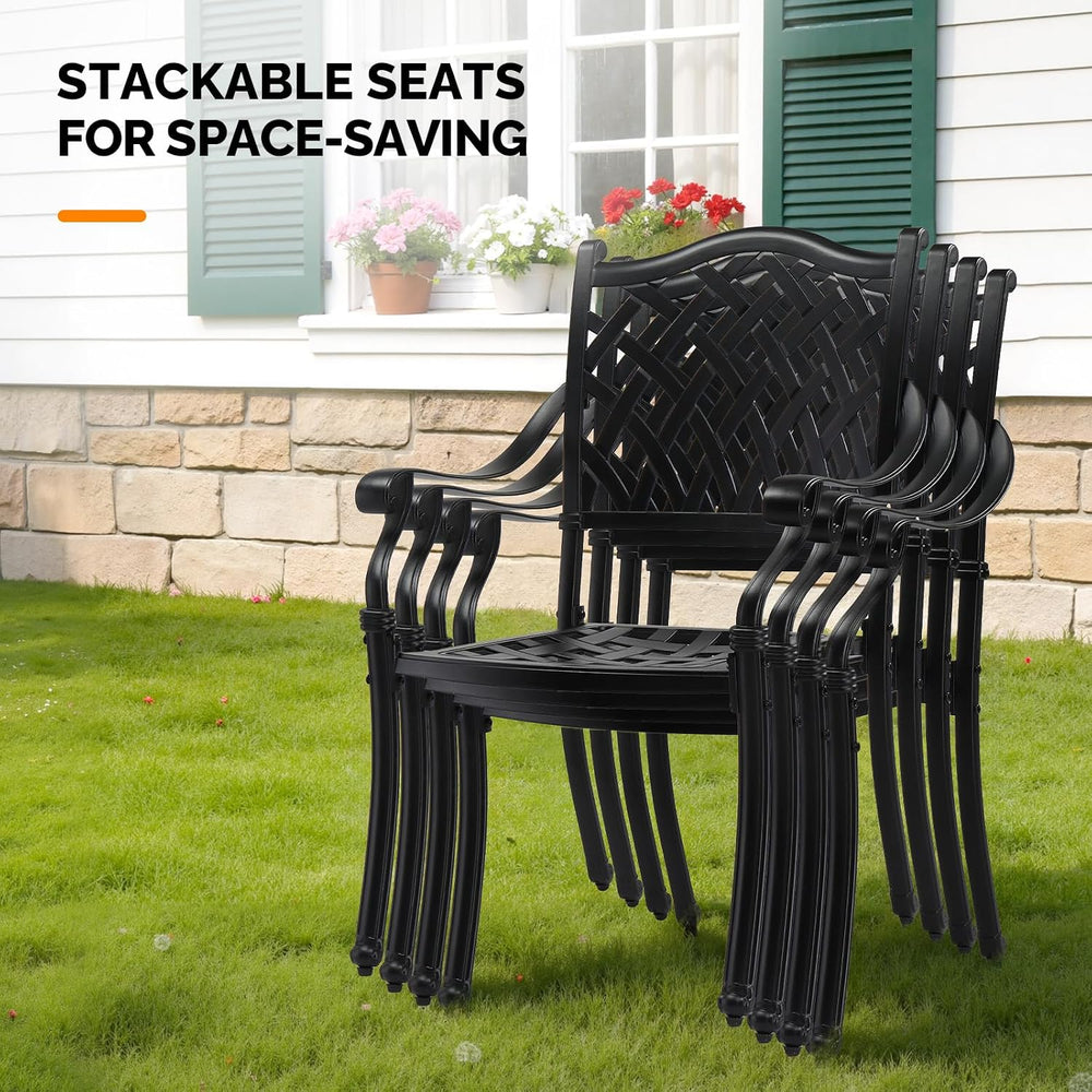 VINGLI Patio Chairs Set of 2 - Stackable Outdoor Cast Aluminum Dining Chairs ...