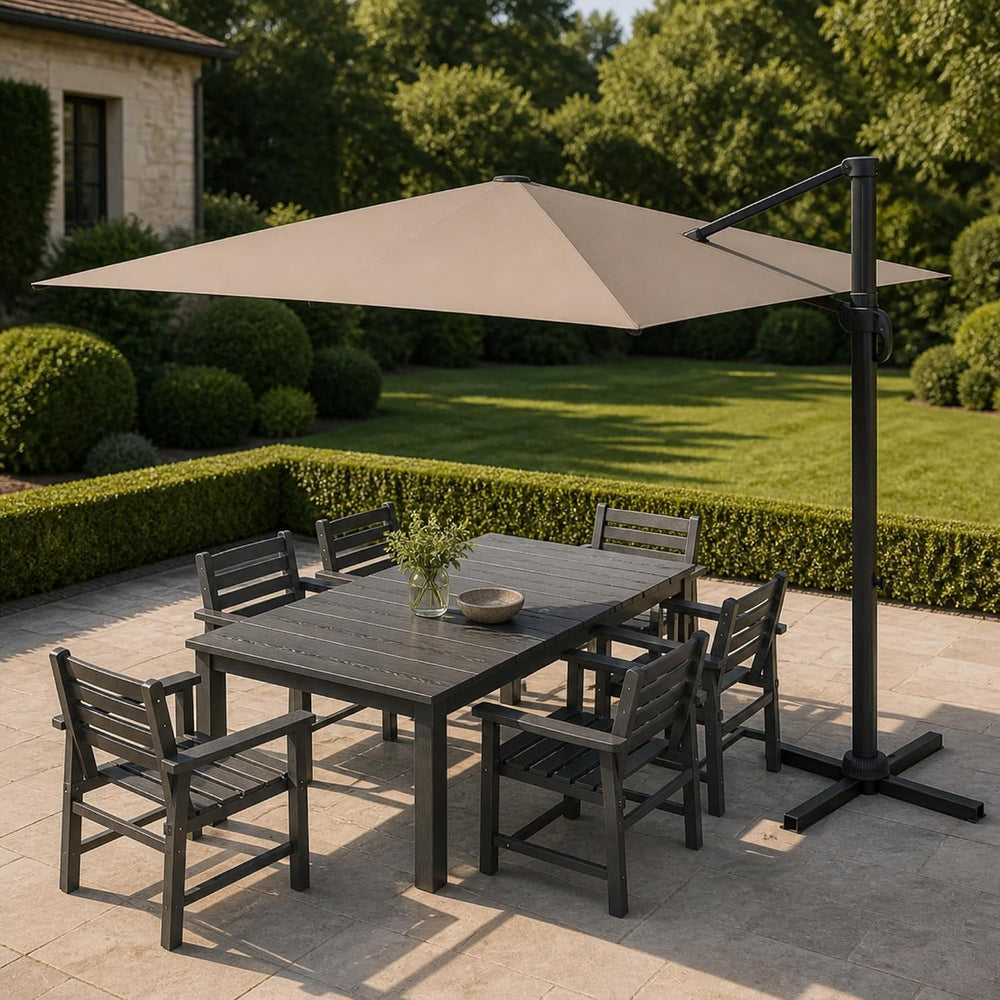 Kingdura 9' X 9' Cantilever Patio Umbrella, Large Rectangular Aluminu...
