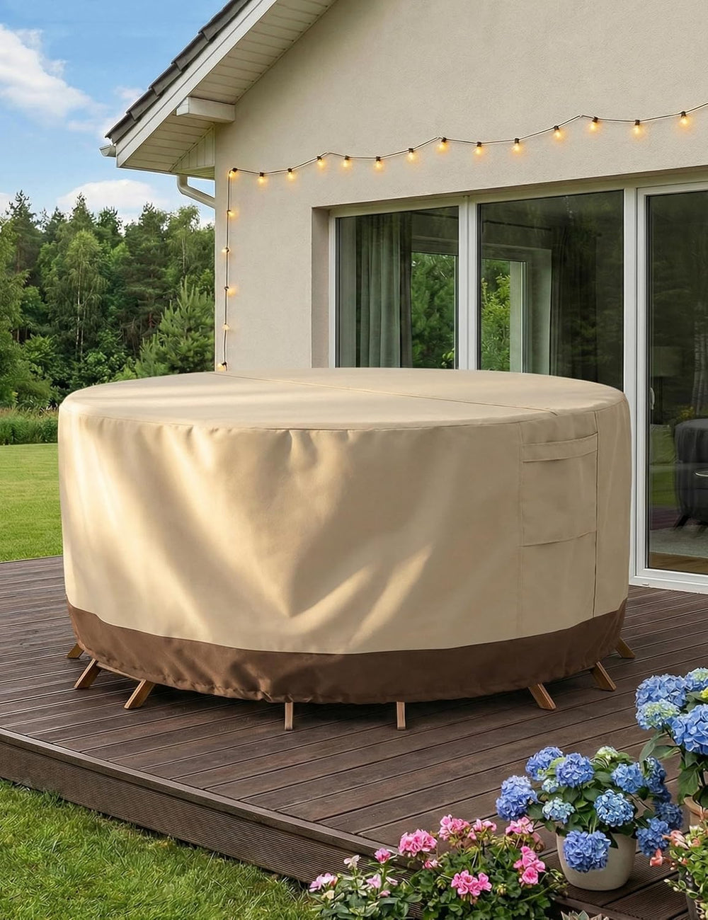 Vailge Patio Outdoor Furniture Covers Waterproof, Round Outdoor Table Cover