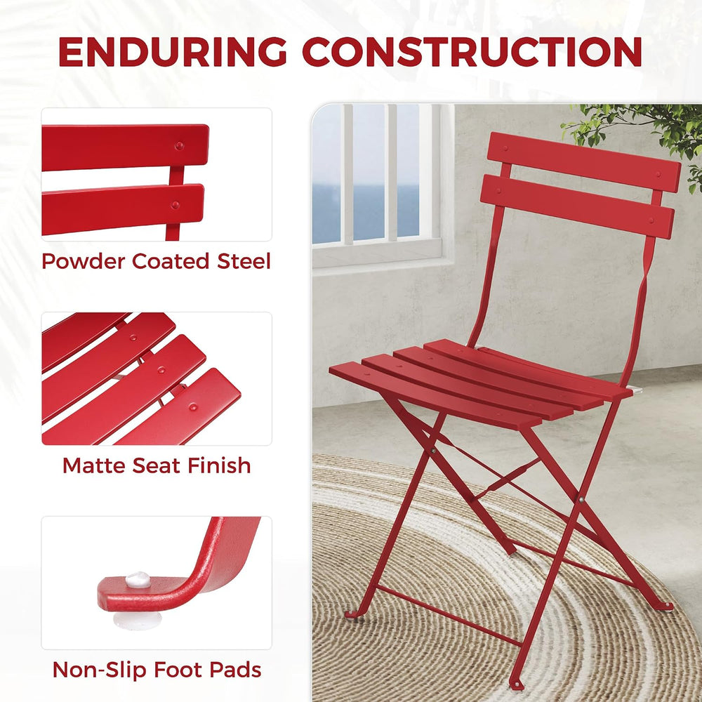 Grand patio 3-Piece Folding Patio Bistro Set Outdoor for Porch Balcony, Red