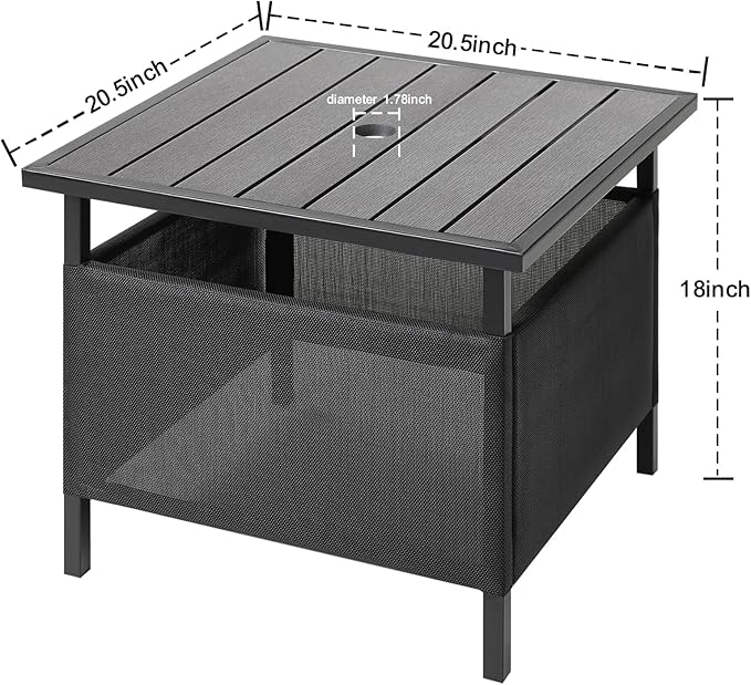 LZRS Adirondack Square Outdoor Side Table with Umbrella Hole, Pool Composite ...