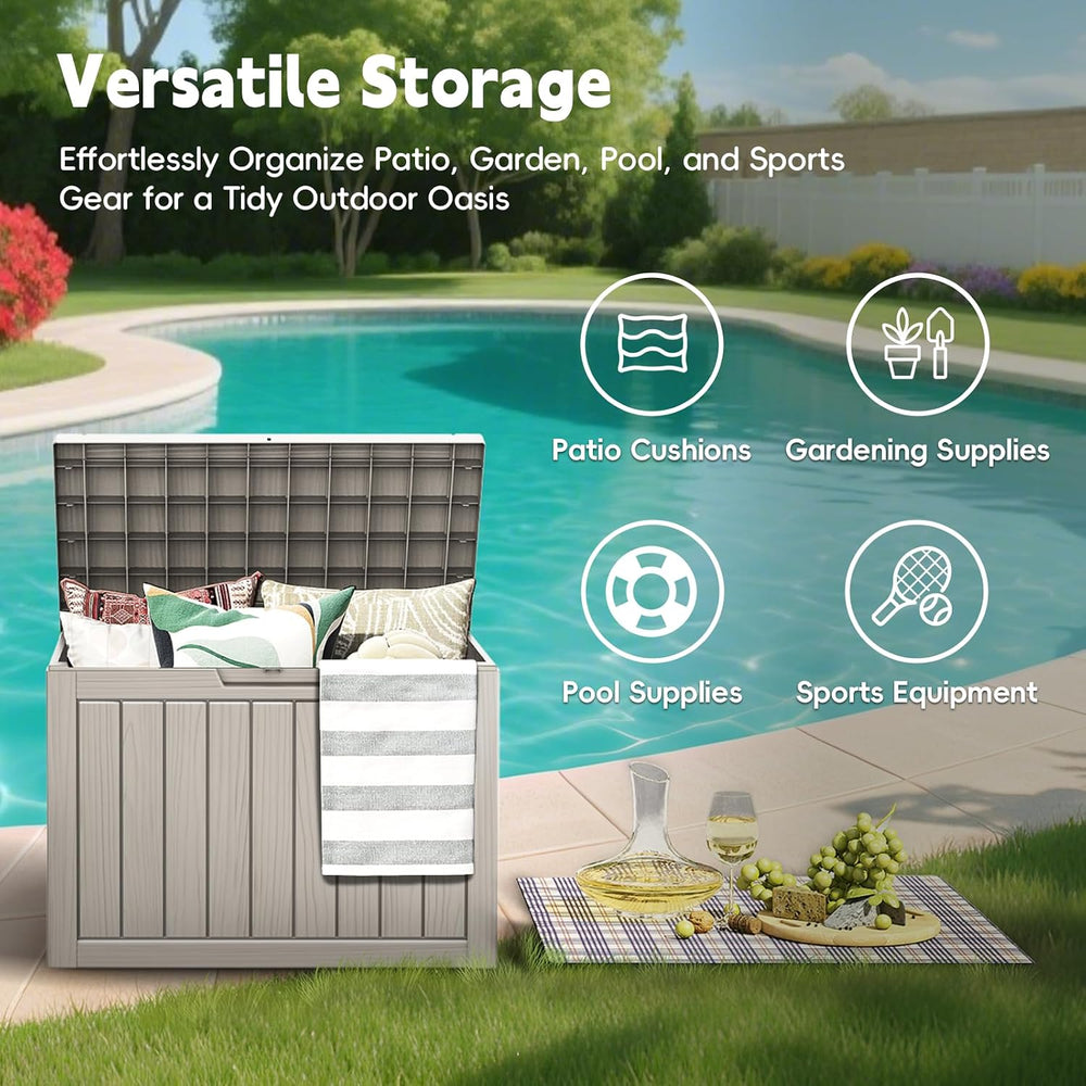 LubanNese Outdoor Storage Box, 50 Gallon Waterproof Resin Deck Box, Storage B...