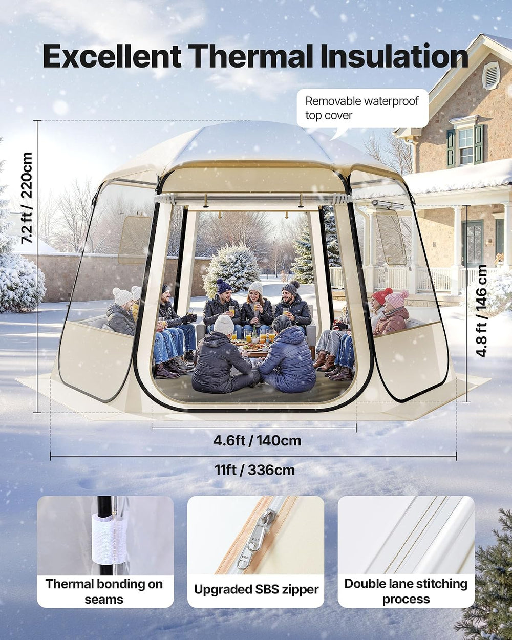 VEVOR Pop up Sports Tent, 8 Sizes Optional Clear Bubble Tent for 1-6 Person, ...