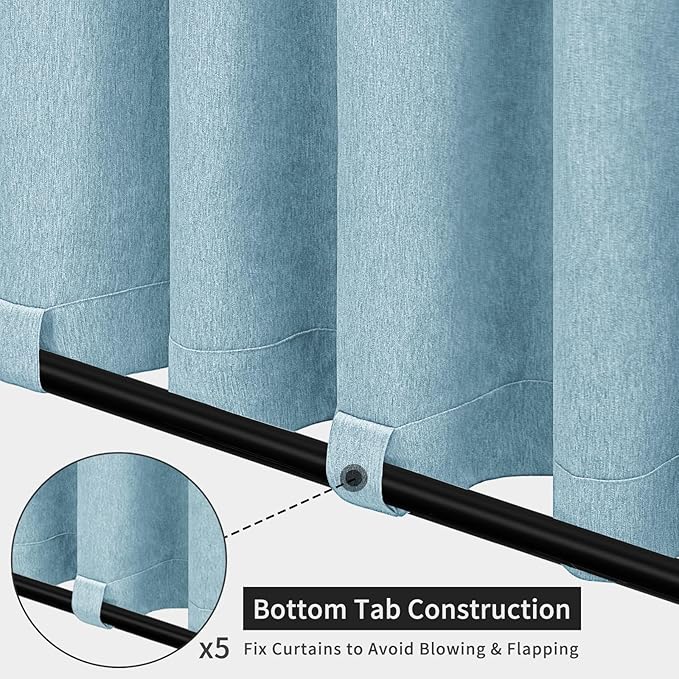 Easy-Going Linen Look Outdoor Curtains Waterproof Windproof Porch Curtains, S...
