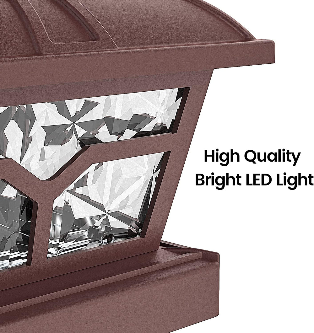 SIEDiNLAR Solar Post Cap Lights Outdoor 2 Modes, 6 Pack, Brown, Warm/White