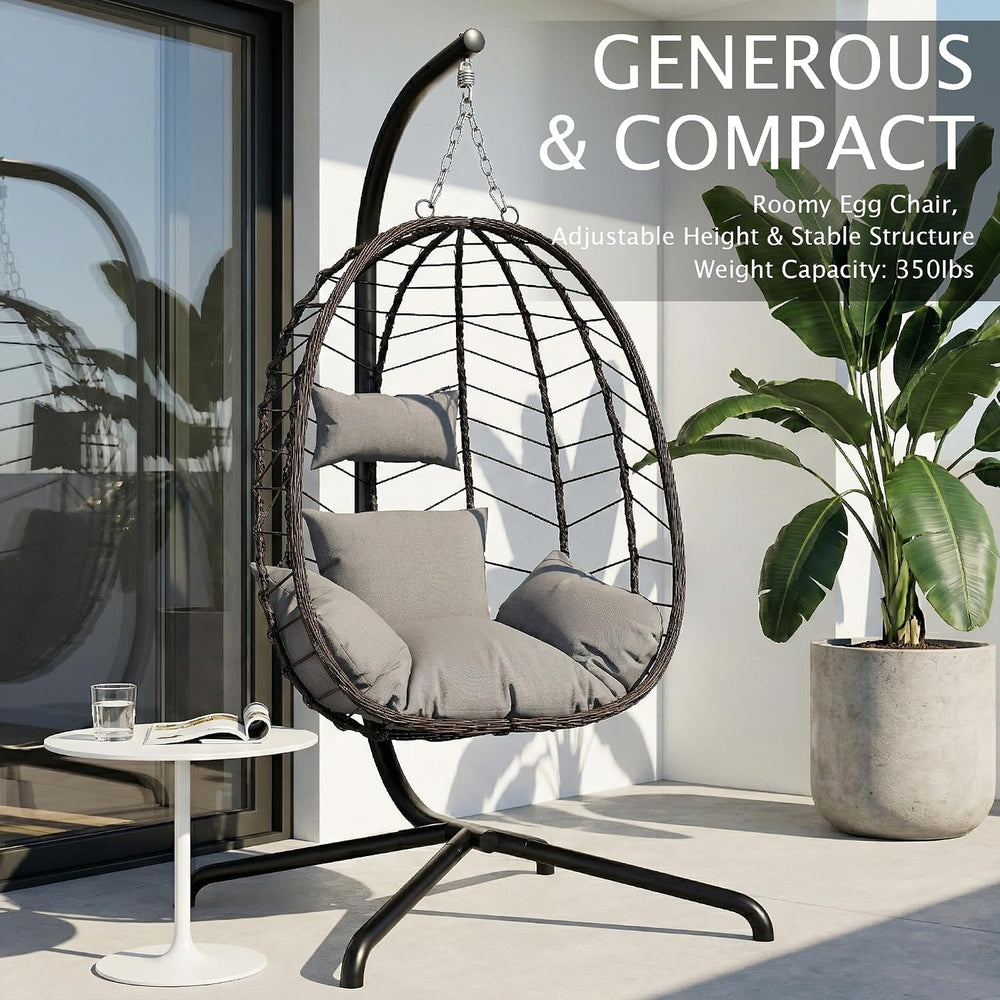 Hanging Egg Chair Wicker 350lbs Swing Outdoor Basket Cushion