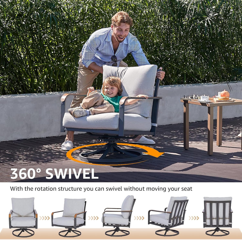 Patio Swivel Chairs Set of 2,Outdoor Rocker Chairs Set with 6" Thick Cus...