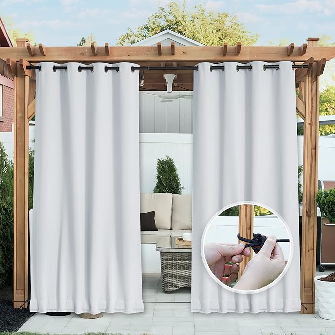NICETOWN 2 Panels Weighted Blackout Curtains for Patio Waterproof, Top & ...