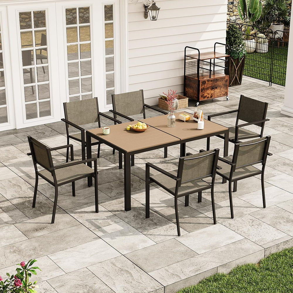 7-Piece Patio Table and Chairs Set for 6, All Weather Patio Dining Sets