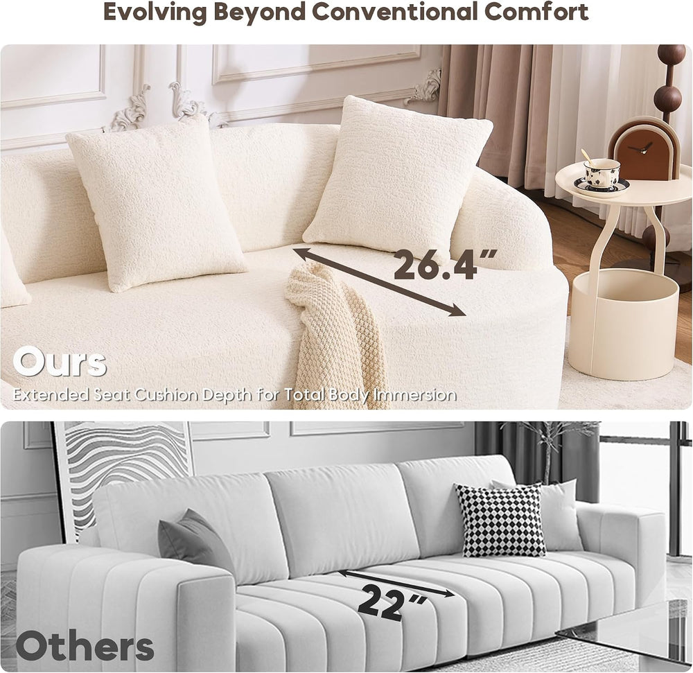 99" Curved Sectional Sofa with Chaise, Modern Luxury Chenille Cloud Couc...