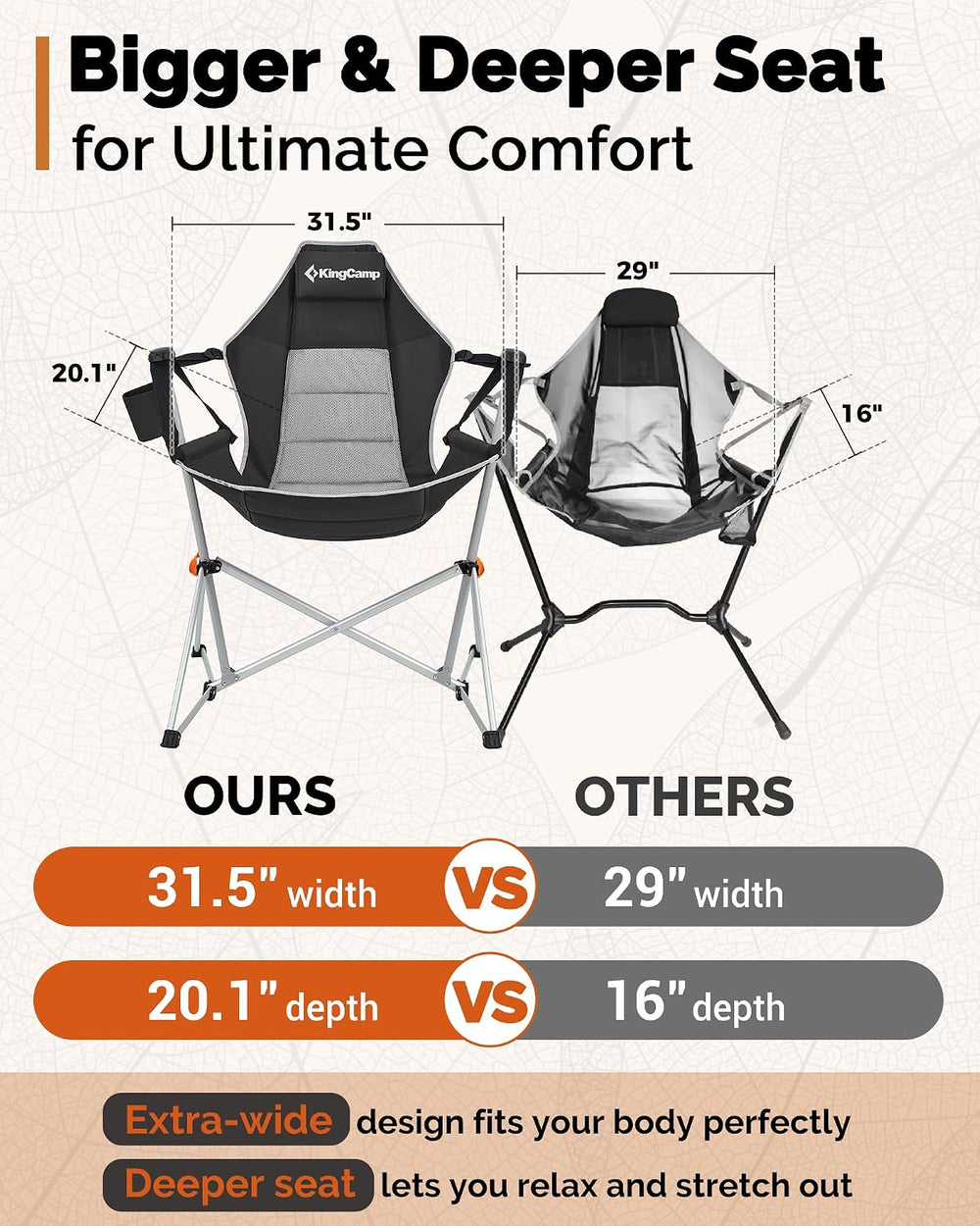 KingCamp Hammock Camping Chair, 10.3lbs Aluminum Lightweight Swing Chairs