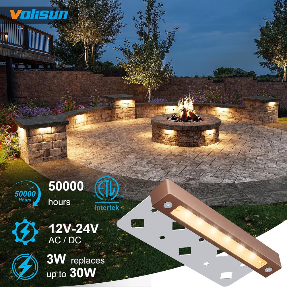 VOLISUN 7 Inch Retaining Wall Lights, 2700K Hardscape Lighting, 12 Pack | IP6...